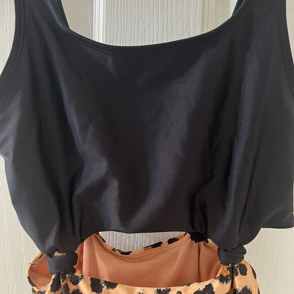 Art Class Black Leopard Print One Piece Swimsuit Girls Size Medium 7-8 - Picture 5 of 11